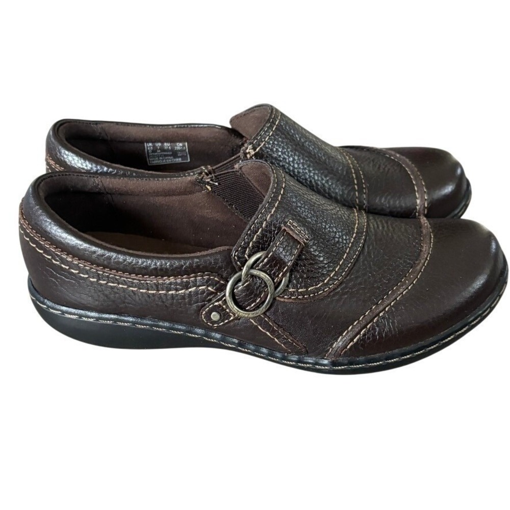 NWOT Clarks Collection Ashland Indigo Loafers Sz 7 Brown Leather Casual Slip On